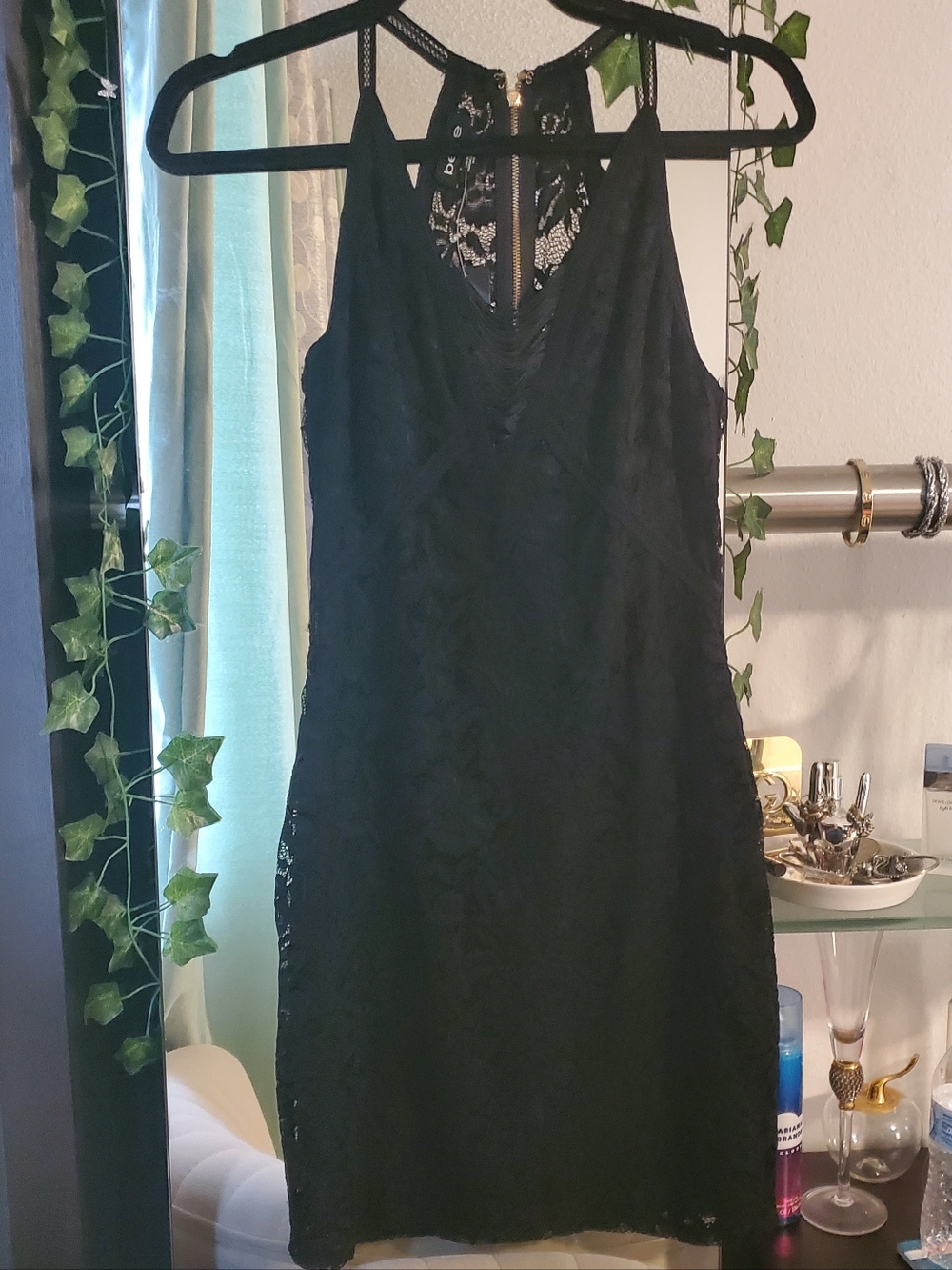 💕 Bebe 💕 Black Lace Dress with Fringe Bust Size M NWT